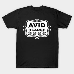 Avid Reader - Bookish Reading Typography T-Shirt
